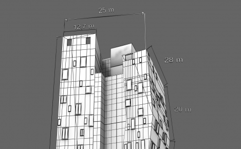 3D model budoty AZ Tower v Brně