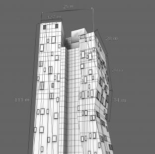 3D model budoty AZ Tower v Brně