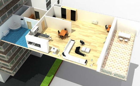 3D vizualizace dispozice bytu