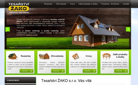 Žako - roubenky, tesařství - webdesign, www stránky